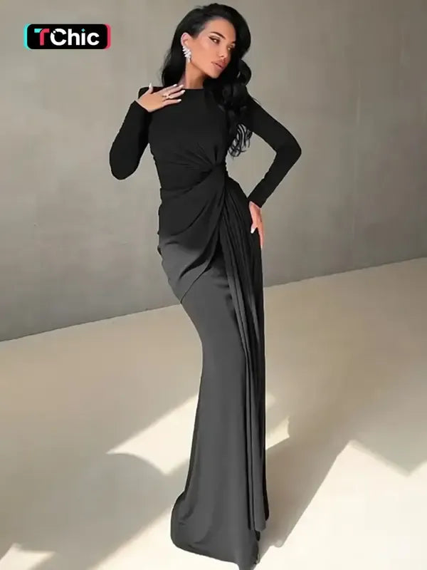 The “Valentina” Ruched Maxi Dress — Crimson Elegance Edition